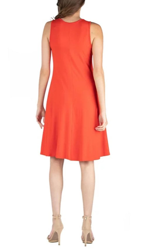24Seven Comfort Apparel Women's Sleeveless A-Line Fit and Flare Skater Dress