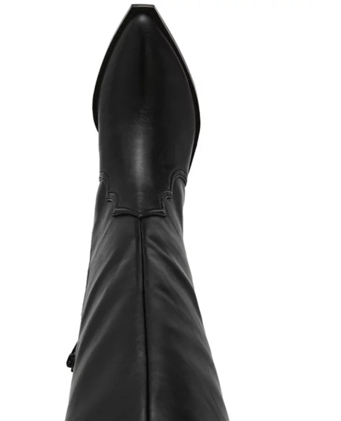DV Dolce Vita Women's Kit Knee-High Cowboy Boots Black Smooth Size 8