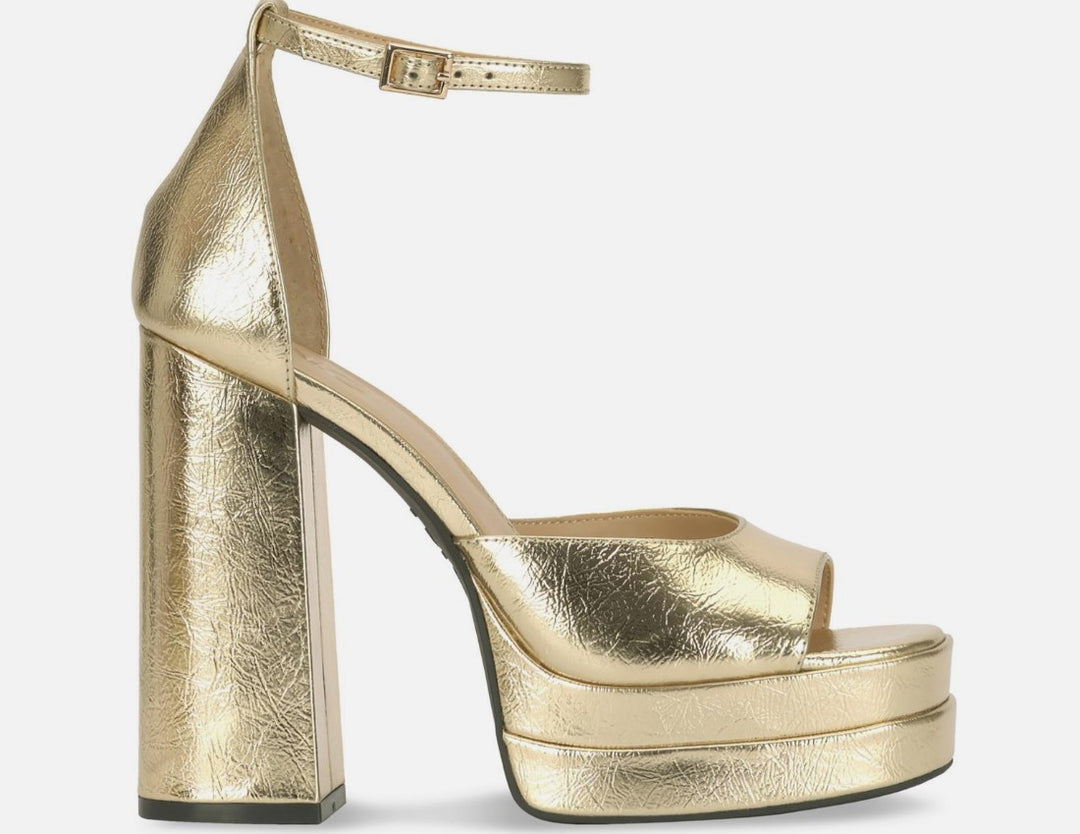 INC International Concepts Women's Arya Platform Sandals Gold Crinkle Size 9.5M