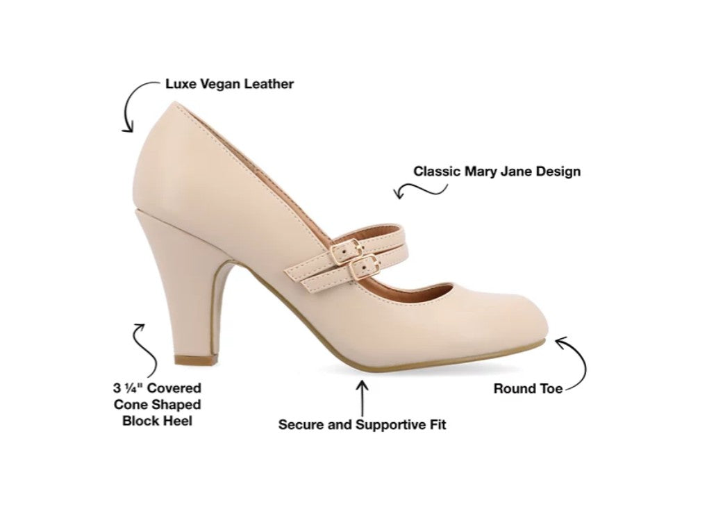 Journee Collection Women's Windy Double Strap Mary Jane Pumps Nude Size 7.5