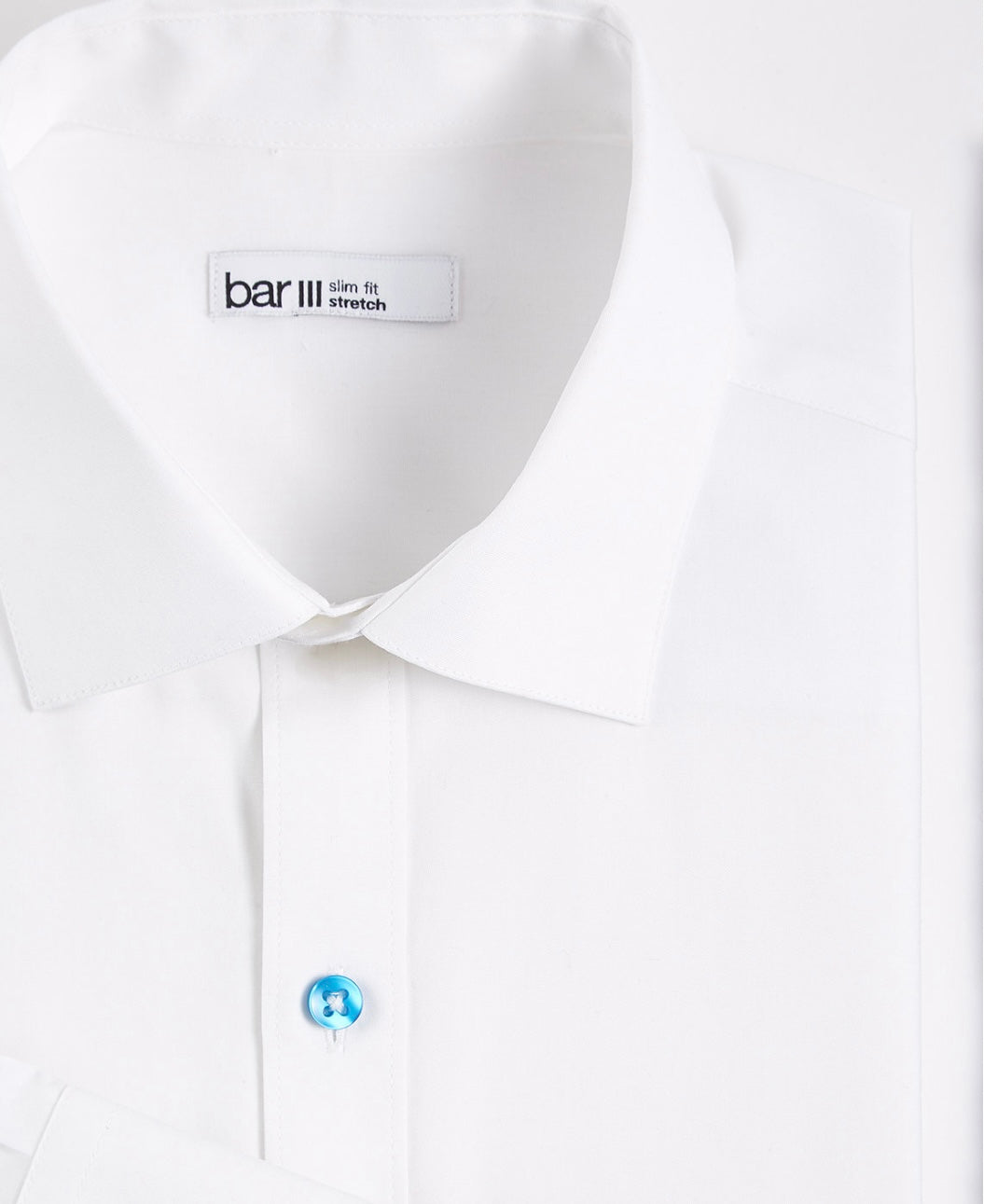 Bar III Men's Slim Fit Colored Buttons Dress Shirt White Size M 15-15 1/2