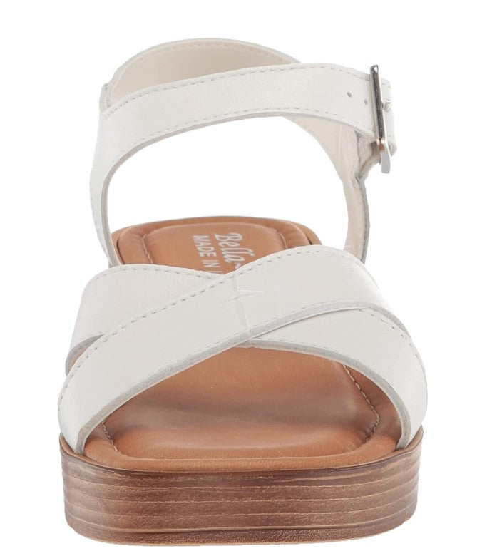Bella Vita Women's Car-Italy Leather Wedge Sandals White Leather Size 7