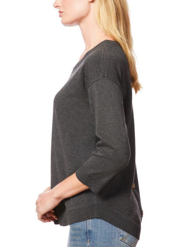 Melissa Paige Women's Boat-Neck Button-Back Sweater Charcoal Grey Size S