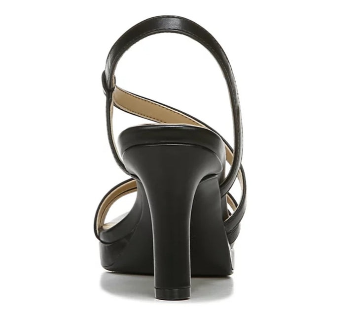 Naturalizer Women's Brenta Strappy Dress Sandals Black Faux Leather Size 5.5