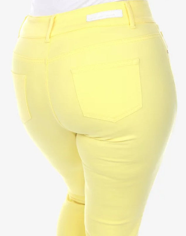 White Mark Women's Capri Jeans Yellow Plus Size 22