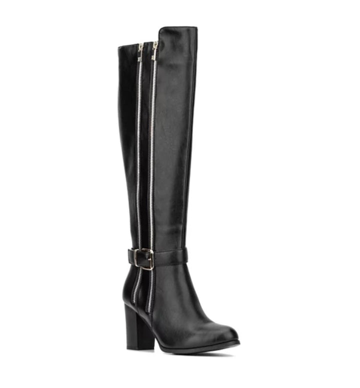 New York & Company Women's Chunky Block Heel Andrina Boot Black Size 8