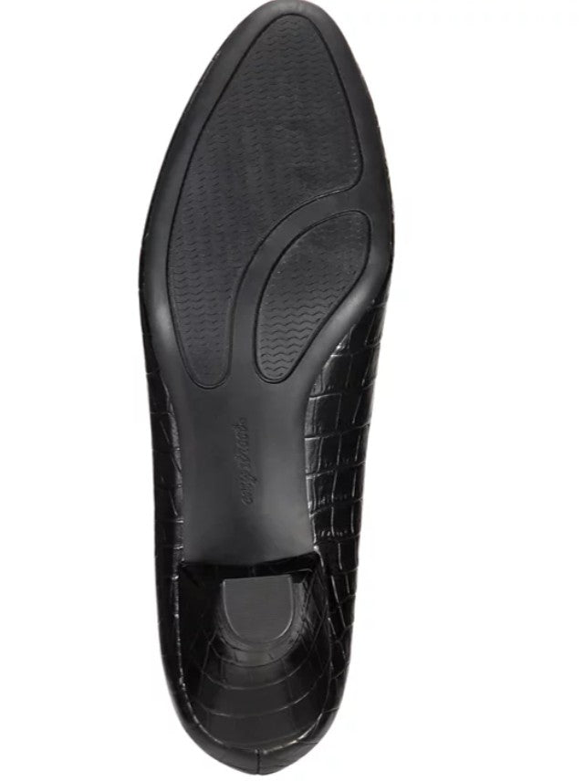 Easy Street Women's Round Peep Toe Fabulous Pumps Shoes Black Croco Size 7 1/2
