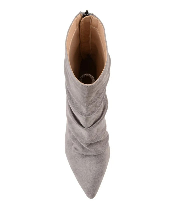 Journee Collection Women's Markie Rouched Stiletto Dress Booties Grey Size 7.5