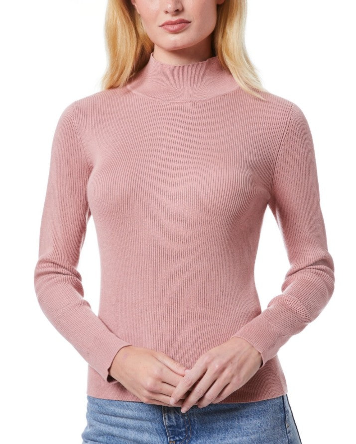 Melissa Paige Women's Ribbed Mock-Neck Sweater Blush Pink Size XL