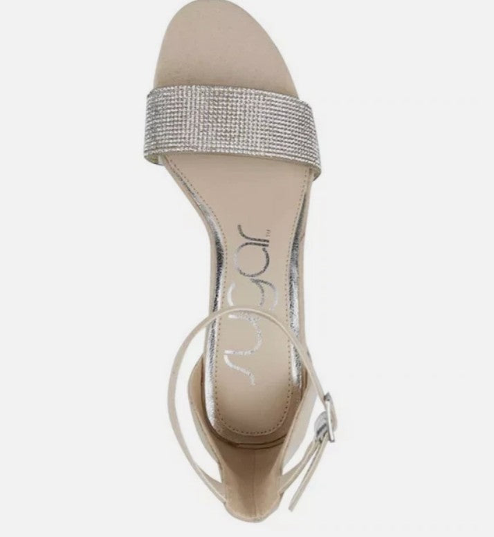 Sugar Women's Machelene Dress Heel Sandals Nude Rhinestone Size 7