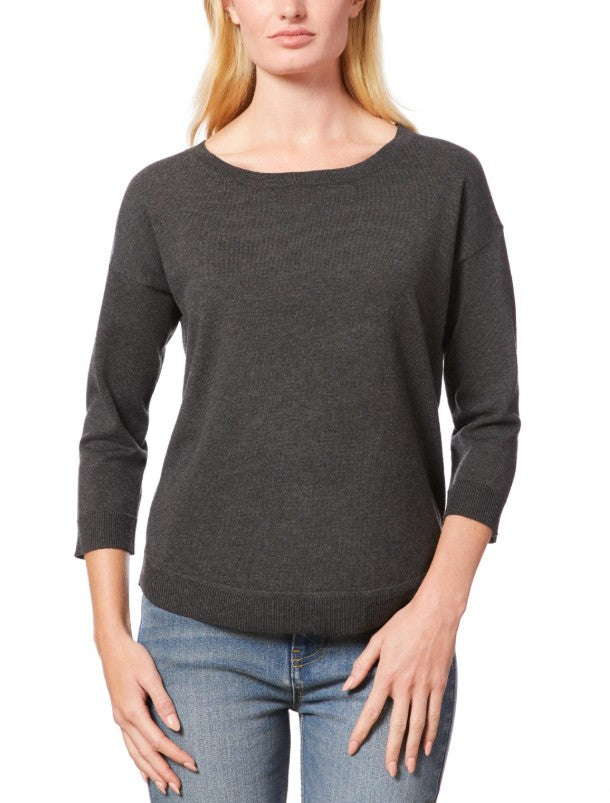 Melissa Paige Women's Boat-Neck Button-Back Sweater Charcoal Grey Size S