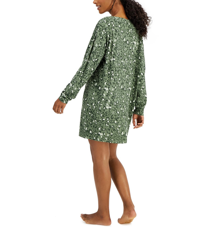 Jenni Women's Printed Long-Sleeve Sleep Shirt Leopard Green