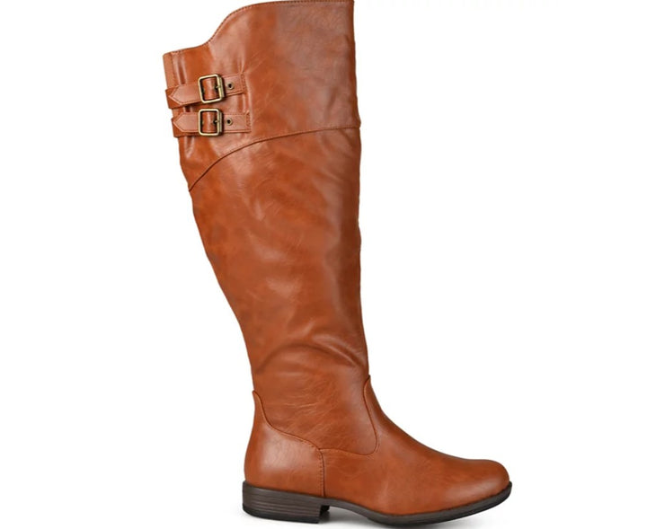 Journee Collection Women's Tori Extra Wide Calf Knee High Riding Boots Chestnut