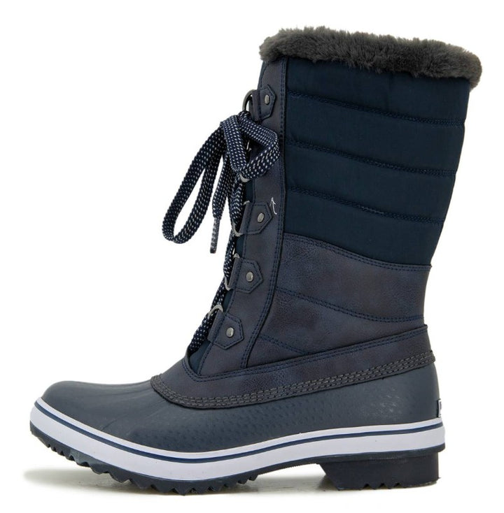JBU Women's Siberia Waterproof Lace-Up Quilted Cold-Weather Boots Navy Size 8