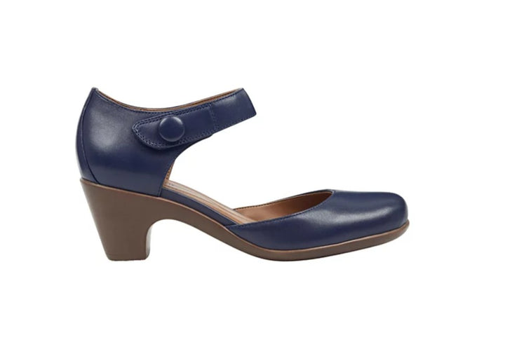 Easy Spirit Women's Clarice Mary Jane Block Heel Pumps Dark Blue Leather Size 6