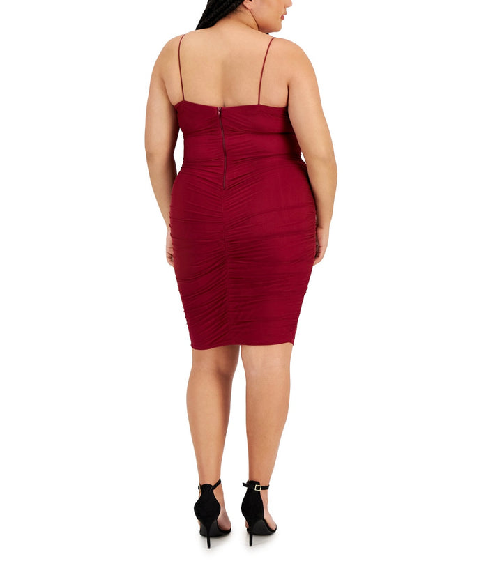 B Darlin Women's Trendy Bungee-Strap Square-Neck Bodycon Dress Plus Size 16W