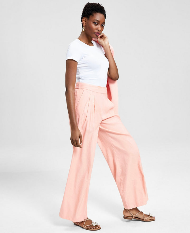 INC International Concepts Women's High Rise Pull-On Wide-Leg Pants First Blush