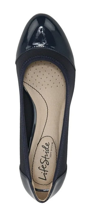 LifeStride Round-Toe Juliana Stretch Wedge Pumps Shoes Navy Size 6 M