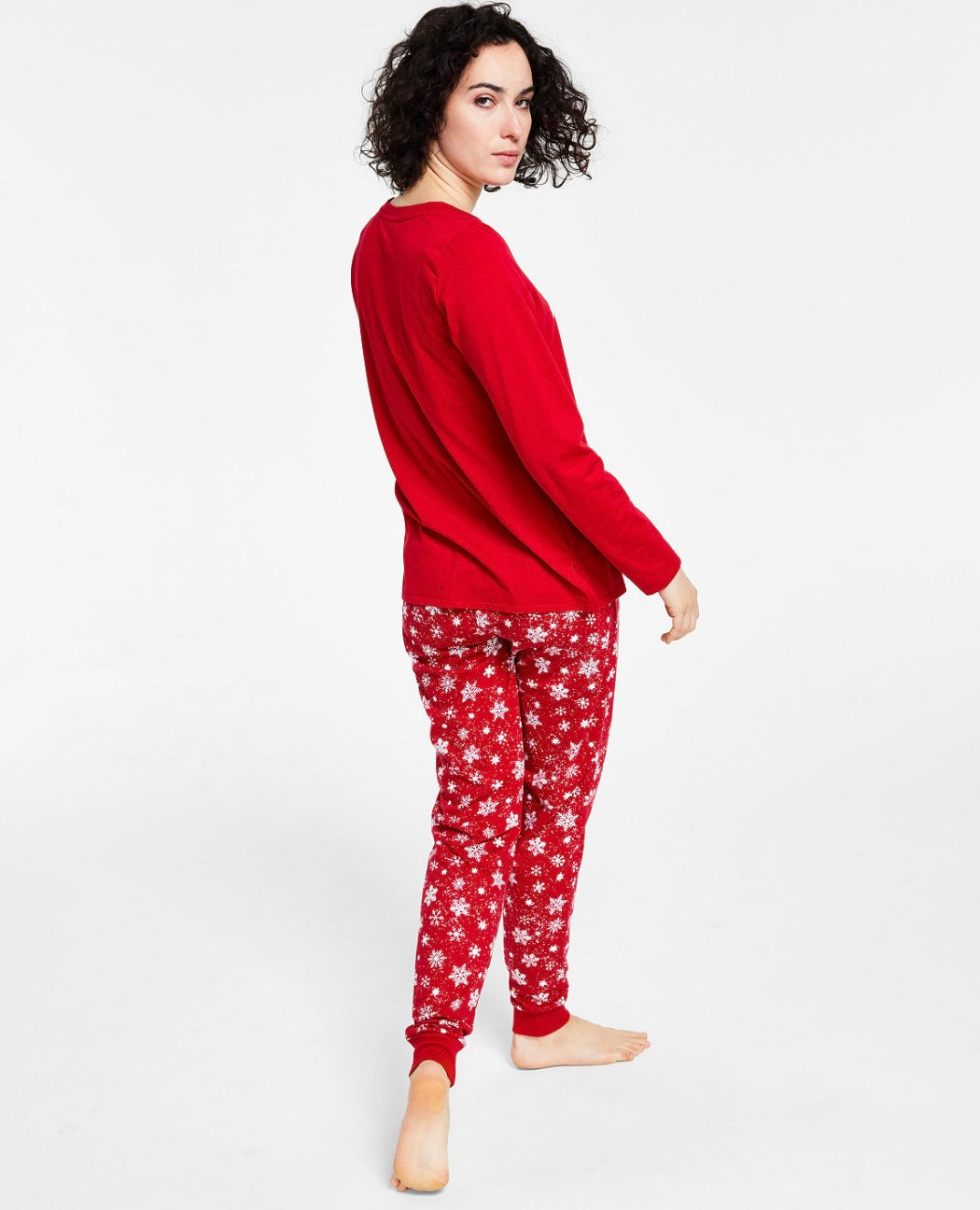 Family PJs Women's Merry Snowflake Mix It Family Pajama Set Candy Red