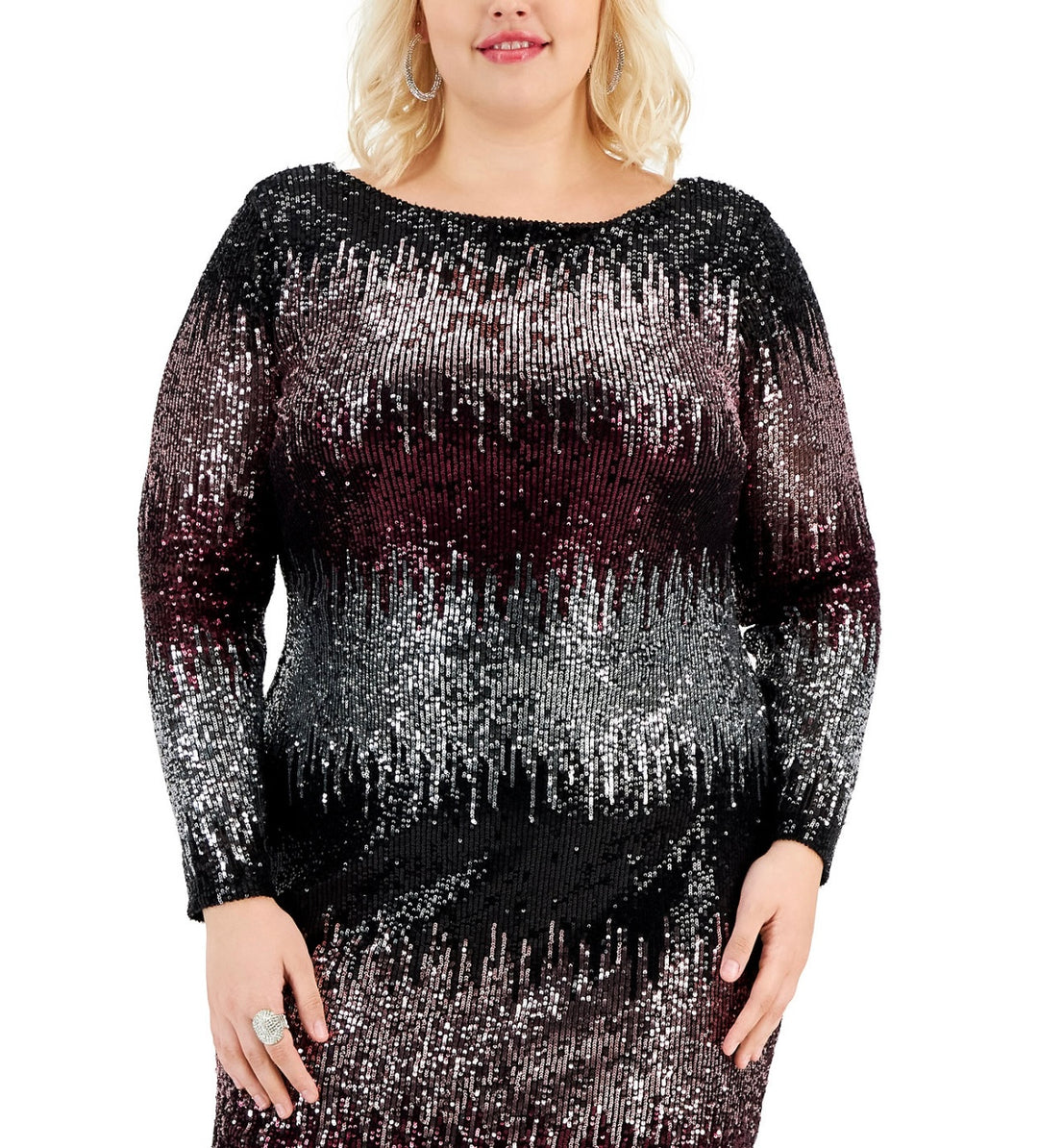 B Darlin Women's Sequined MIDI Cocktail and Party Dress Black Plus Size 16W