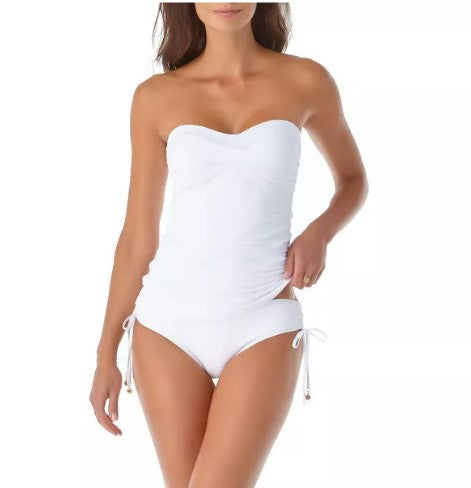 Anne Cole Women's Twist-Front Ruched Tankini Top White Size S