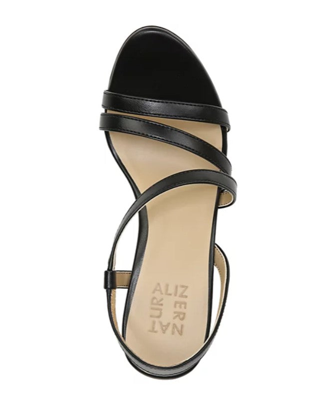 Naturalizer Women's Brenta Strappy Dress Sandals Black Faux Leather Size 5.5