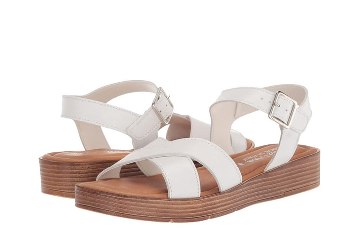 Bella Vita Women's Car-Italy Leather Wedge Sandals White Leather Size 7