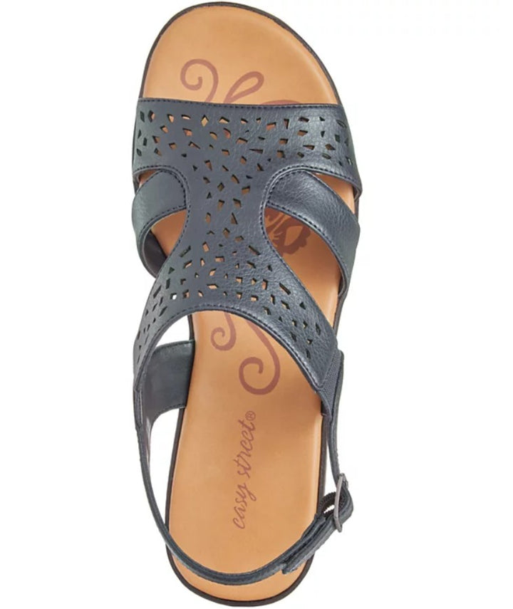 Easy Street Women's Buckle Closure Bolt Sandals Navy Size 9