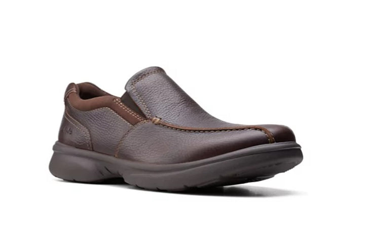 Clarks Men's Bradley Step Slip-On Shoes Brown Tumbled Leather Size 8 M