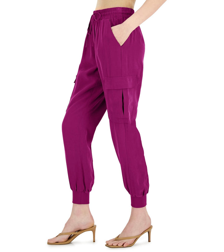 INC International Concepts Women's Pull-on Utility Jogger Pants Cranberry Rose