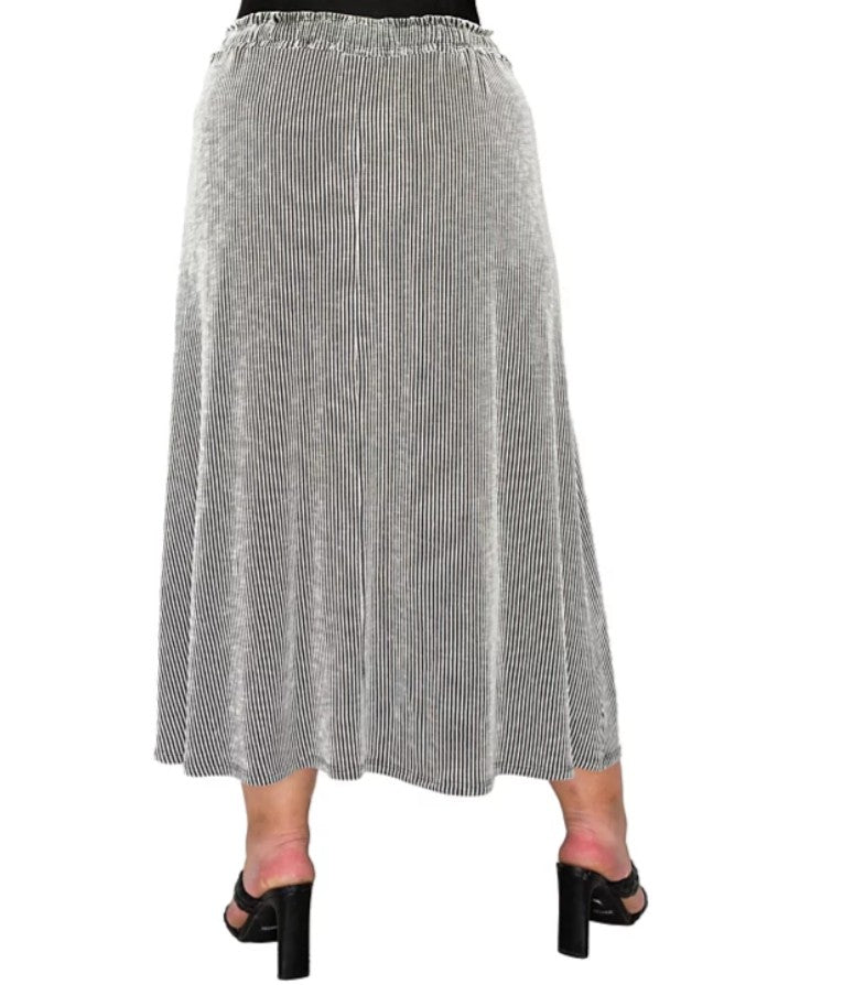 COIN 1804 Women's Span Rail Textured Rib Elastic Waist Maxi Skirt Plus Size 1X