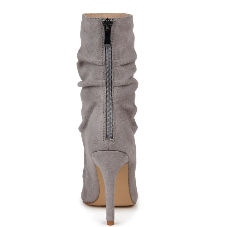Journee Collection Women's Markie Rouched Stiletto Dress Booties Grey Size 7.5
