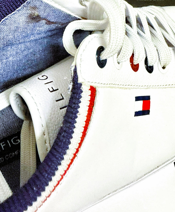 Tommy Hilfiger Men's Rawler Lace Up Sneakers with Knit Collar White Size 11