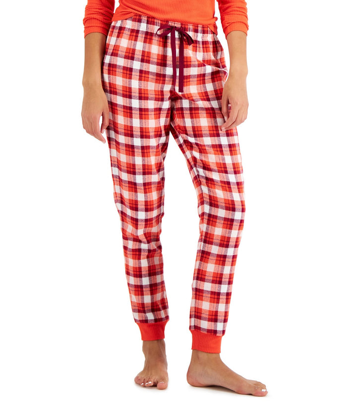 Jenni Women's Cotton Flannel Plaid Pajama Pants Cabin Plaid White Size XXL