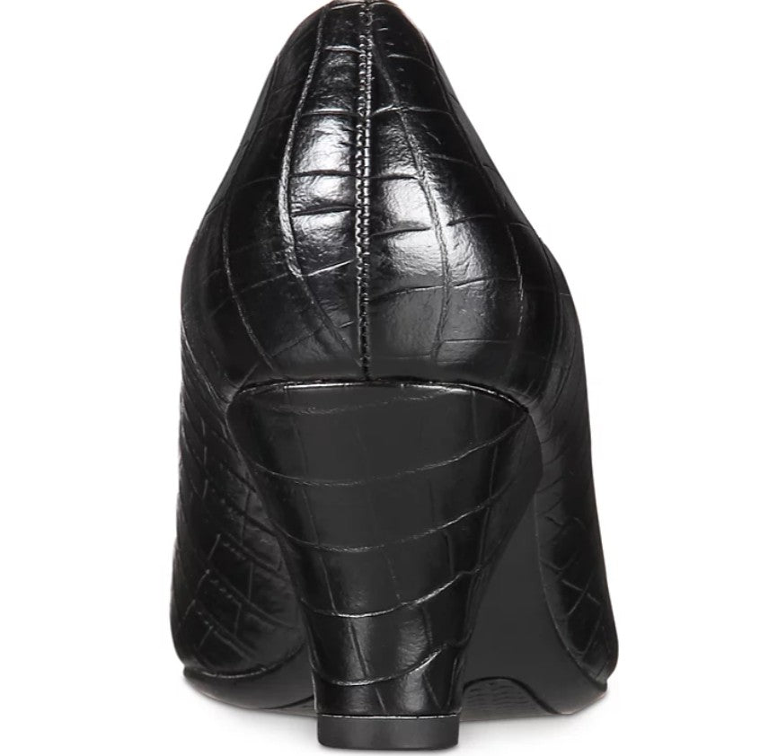 Easy Street Women's Round Peep Toe Fabulous Pumps Shoes Black Croco Size 7 1/2