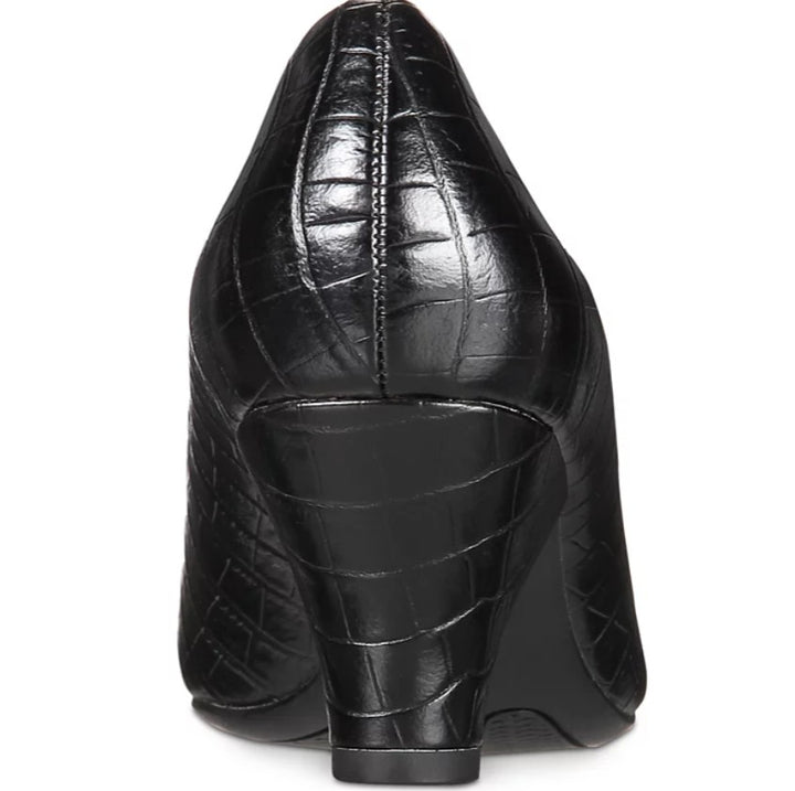 Easy Street Women's Round Peep Toe Fabulous Pumps Shoes Black Croco Size 7 1/2