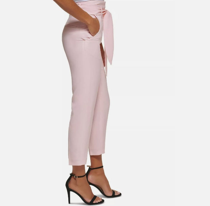 DKNY Women's Polyester Flat-Front High-Waist Pants Pink Size 8