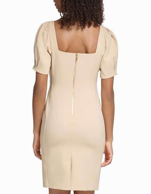 Karl Lagerfeld Paris Women's Sweetheart-Neck Puff-Sleeve Crepe Dress Size 12