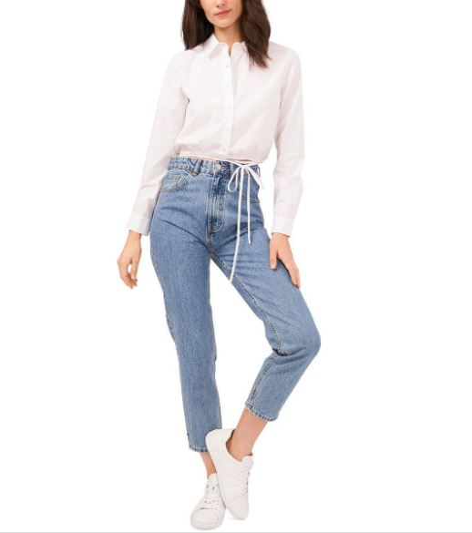 Riley & Rae Women's Sheer Elastic Waist Blouse Button-Down Top Shirt Size XL