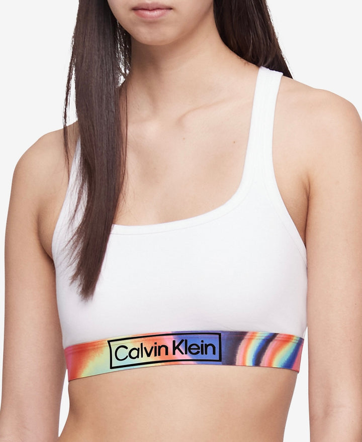 Calvin Klein Women's Reimagined Heritage Pride Bralette White Size L
