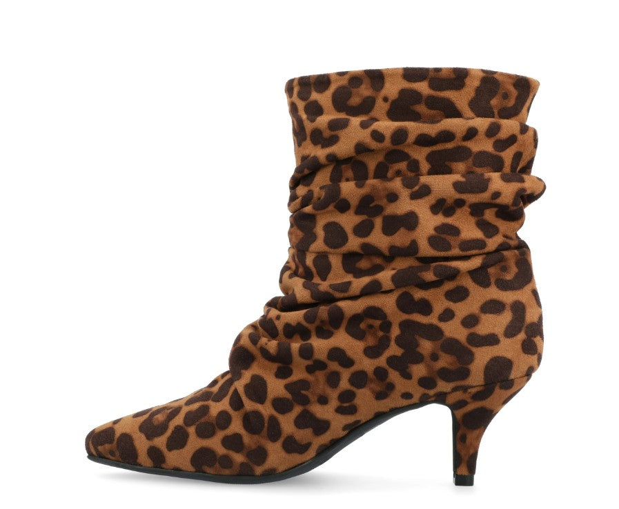 Journee Collection Women's Pointed Toe Kitten Heel Slip On Boots Leopard Size 9