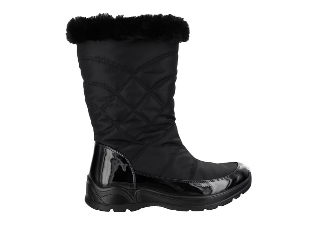 Easy Street Women's Easy Dry by Cuddle Waterproof Boots Black Patent Size 11