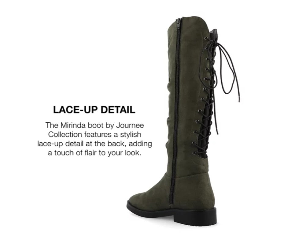 Journee Collection Women's Mirinda Wide Calf Rouched Stretch Knee High Boots
