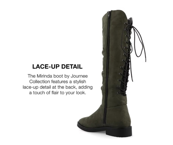 Journee Collection Women's Mirinda Wide Calf Rouched Stretch Knee High Boots