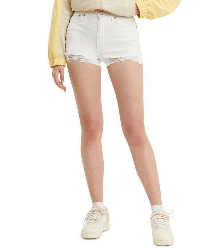 Levi's Strauss & Co Women's High Rise Shorts White Slim Pockets Stretch Size 33