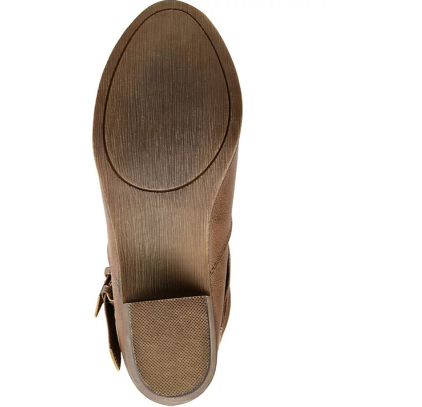 Journee Collection Women's Rouched Buckle Mid Shaft Block Heel Boots Size 8.5