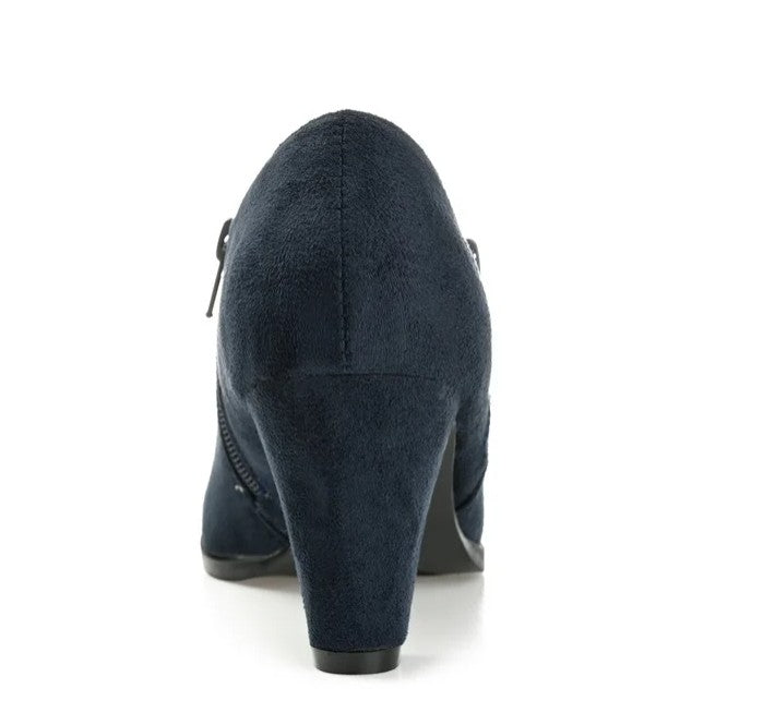 Journee Collection Women's Sanzi Comfort Insole Block Heel Booties Navy Size 7