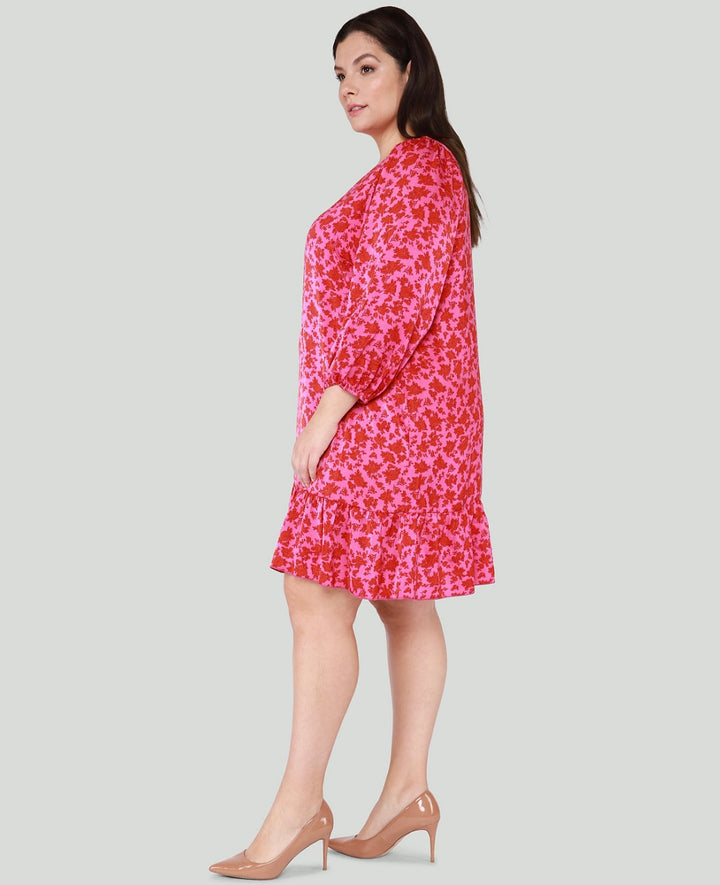 Black Tape Women's Trendy Floral Print 3/4-Sleeve Swing Dress Plus Size 1X
