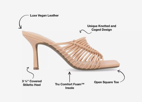 Journee Collection Women's Square Open Toe Saskia Sandal Nude Size 5.5