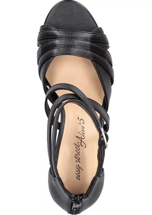 Easy Street Women's Crissa Block Heel Sandals Black Size 7.5M